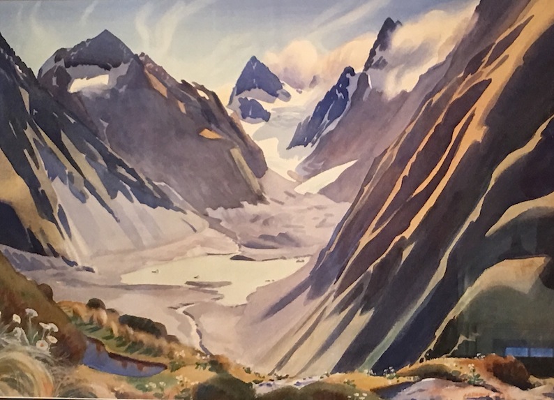 AA Deans | Lake on Lyell Glacier| watercolour  McAtamney Gallery and Design Store | Geraldine NZ